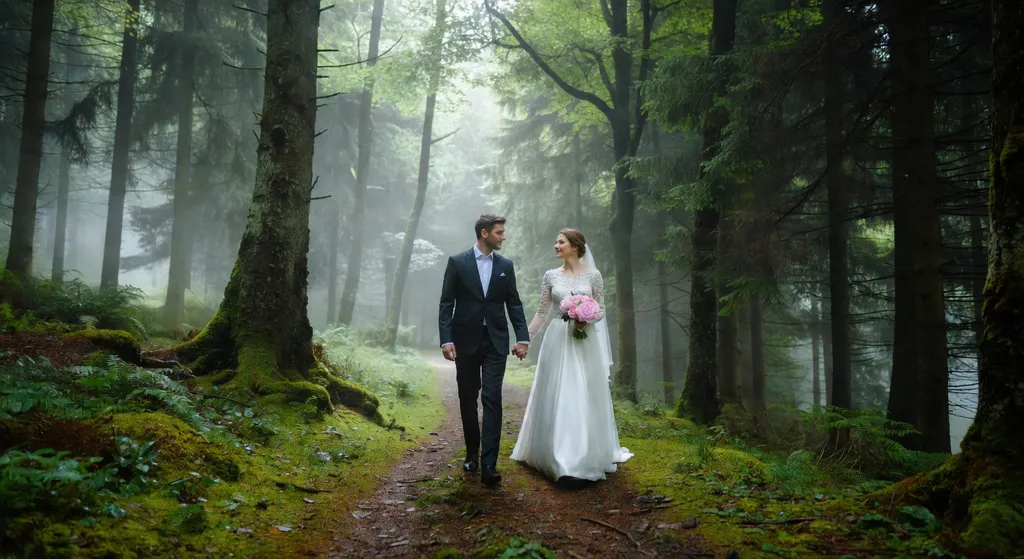 forest wedding walk